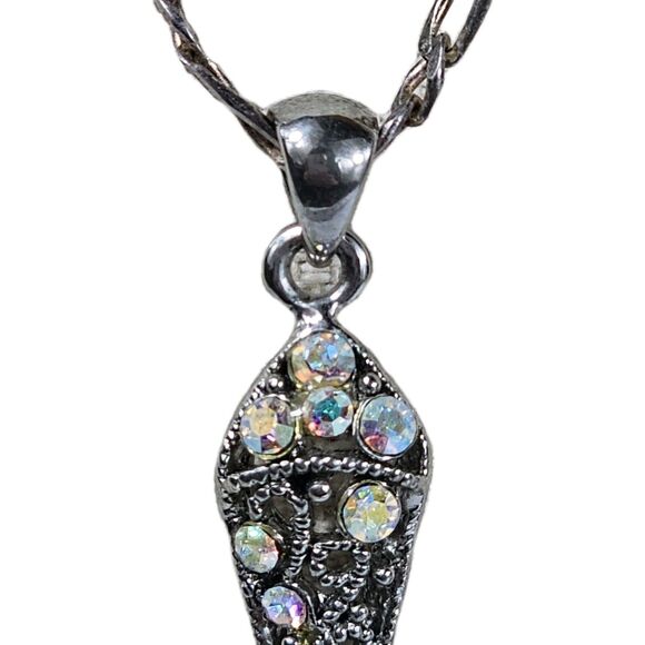 925 Sterling Silver Necklace Rhinestone Cross Sparkling Crystal Pendant Chain PD - Picture 3 of 14